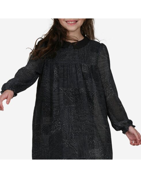 Robe mi courte imprimé graphique noire