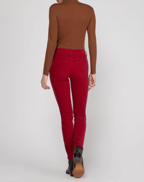 Pantalon slim en Velours fin Alby rouge foncé