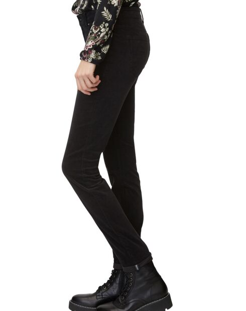 Pantalon slim en Velours lisse Alby  noir