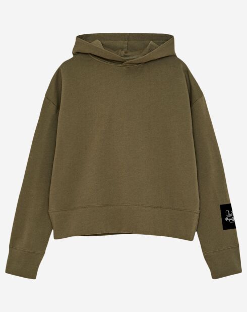 Sweat à capuche Patch kaki