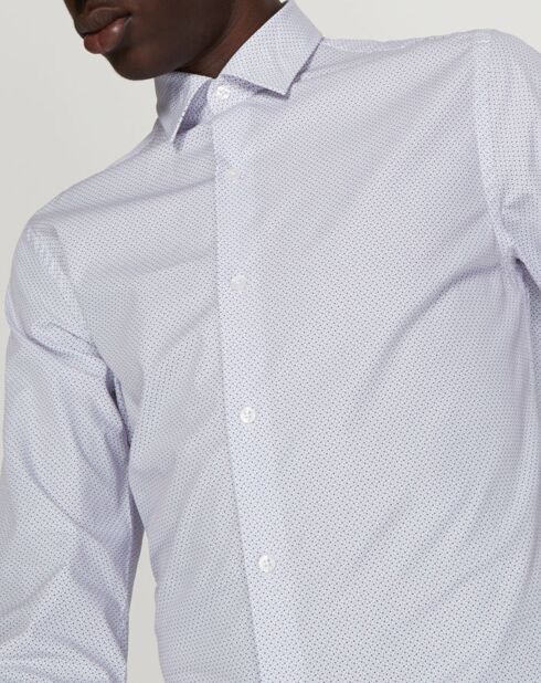 Chemise Slim Fit Carres Points blanche