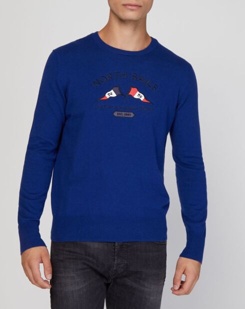 Pull brodé North Sails X Les Voiles de St Tropez bleu moyen