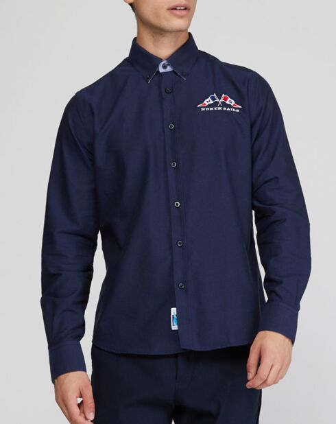 Chemise droite Oxford bleu marine