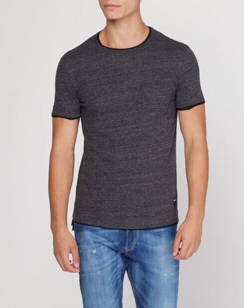T-Shirt Double Col poche gris foncé