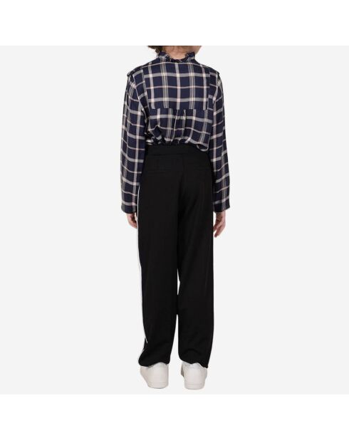 Pantalon droit bandes contrastantes noir