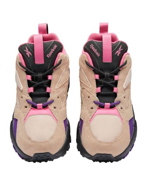 Baskets en Velours de Cuir & Mesh Aztrek Double Mix T rose/violet