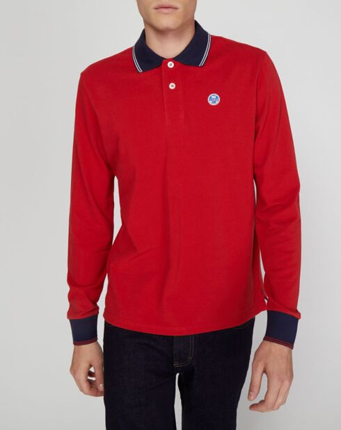 Polo en coton piqué rouge