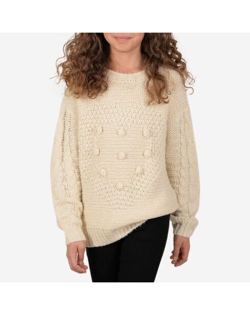 Sweat en grosse maille unie ajourée écru