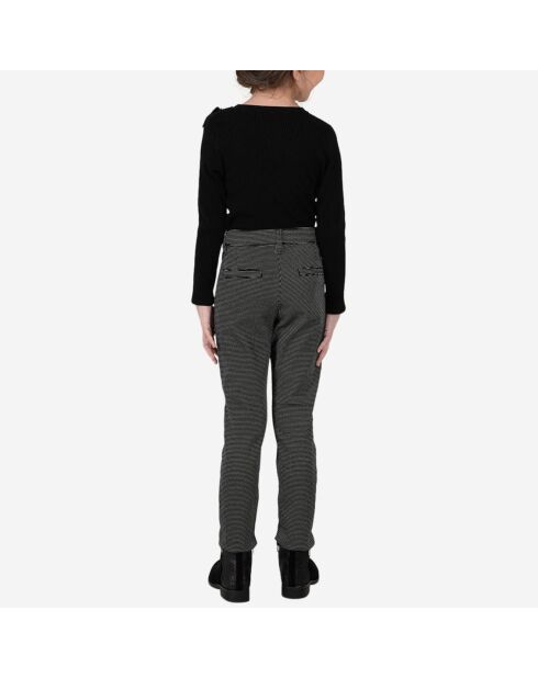 Pantalon slim imprimé petits carreaux noir/blanc