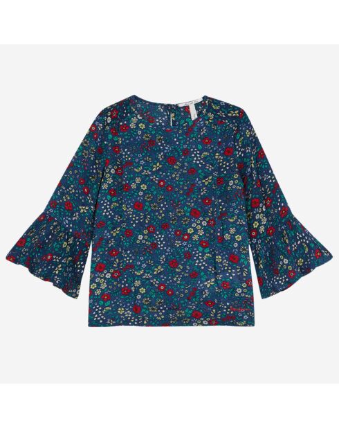 Blouse à fleurs bleu marine