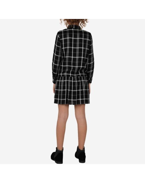 Robe chemise imprimé à carreaux noire