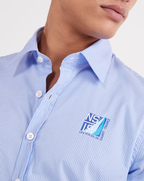 Chemise ajustée North Sails X Les Voiles de St Tropez rayures blanc/bleu