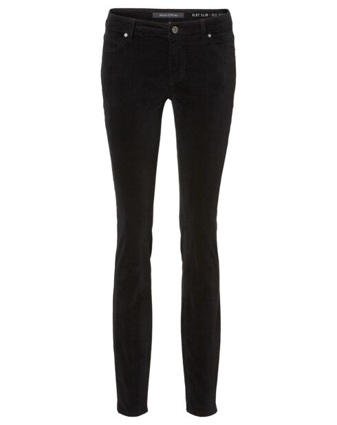 Pantalon slim en Velours lisse Alby  noir