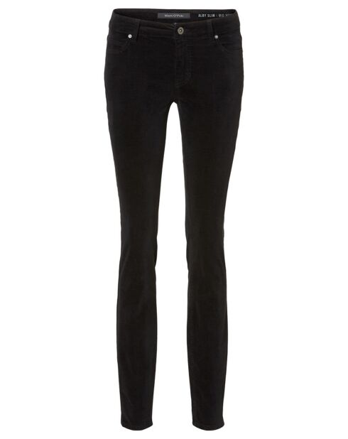 Pantalon slim en Velours lisse Alby  noir
