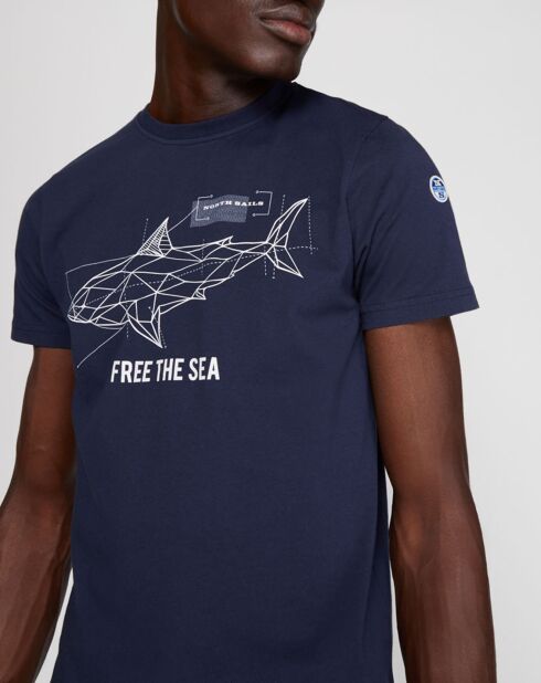 T-Shirt 100% Coton Bio Free The Sea bleu nuit