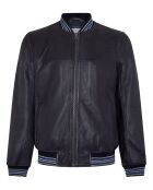 Blouson bombers en Cuir d'Agneau  Liseret Archive noir