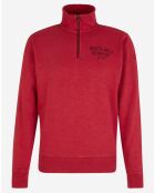 Sweat 1/2 zip coton flammé rouge