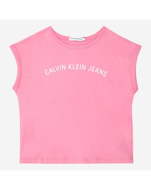 T-Shirt en Coton à Logo rose