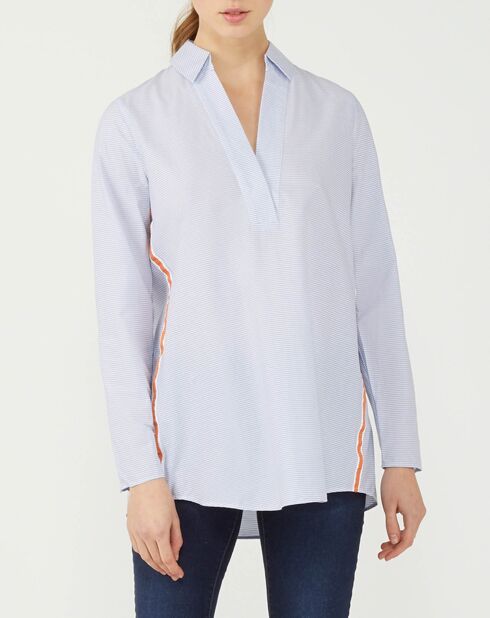 Blouse Popelin rayée bleue