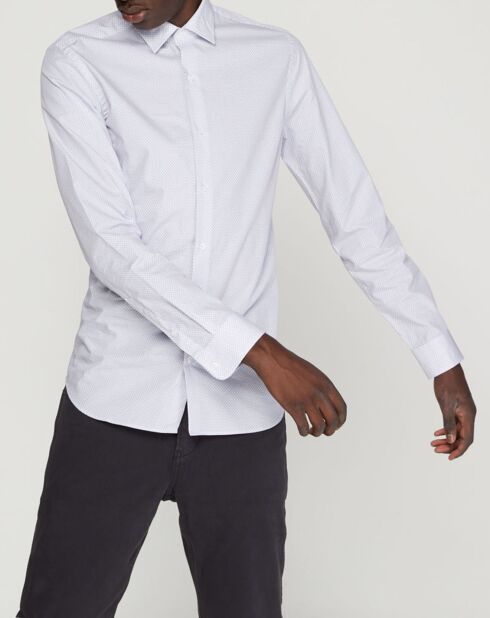 Chemise Slim Fit Carres Points blanche