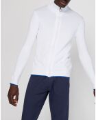 Gilet full zip coudières blanc/bleu