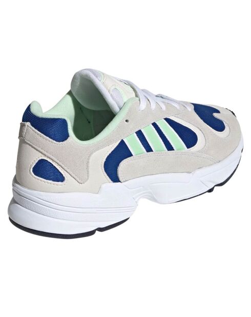 Baskets en Velours de Cuir & Mesh Yung-1 beige/bleu/vert