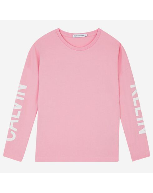 T-Shirt en Coton manches longues Logo rose
