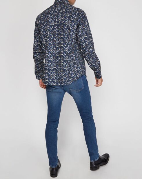 Chemise Regular Fit Perroquets bleu marine/multicolore