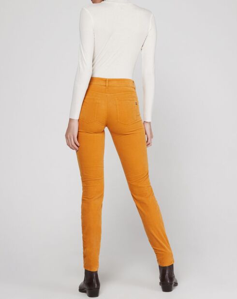 Pantalon slim en Velours fin Alby ambre