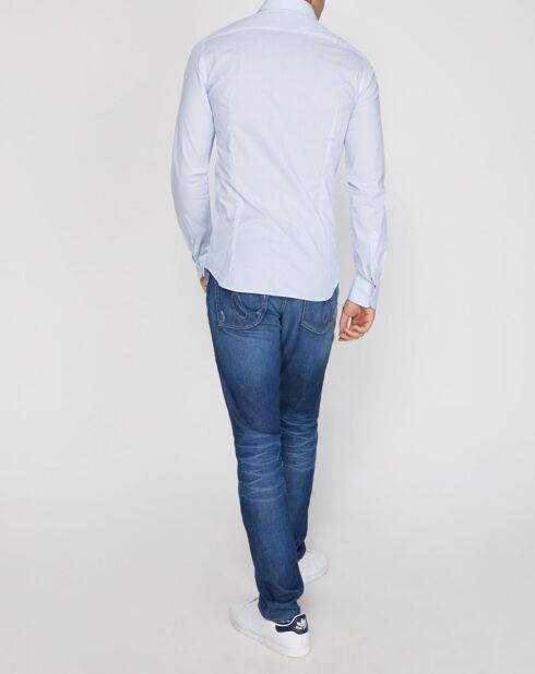 Chemise Slim Fit Pied de Poussins bleu ciel