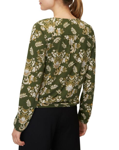 Chemise jersey imprimée fleurs verte