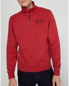 Sweat 1/2 zip coton flammé rouge