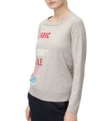 Pull col rond fin écriture gris