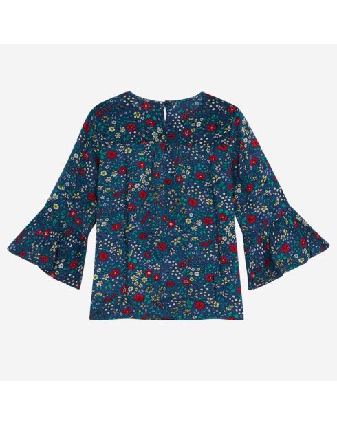 Blouse à fleurs bleu marine