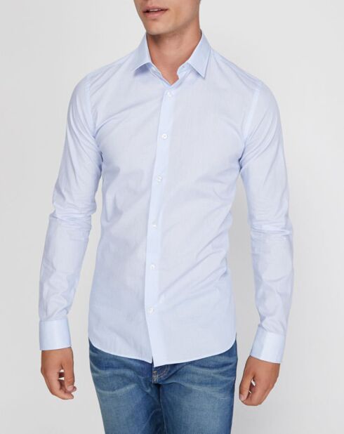 Chemise Slim Fit Pied de Poussins bleu ciel