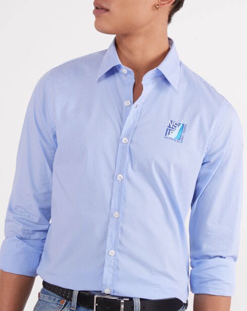 Chemise ajustée North Sails X Les Voiles de St Tropez rayures blanc/bleu