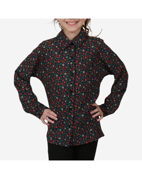 Chemise imprimé fleuris noir/multicolore