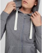 Sweat full zip à capuche gris chiné