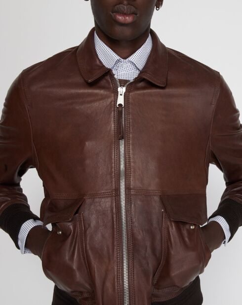 Veste en Cuir d'Agneau cognac