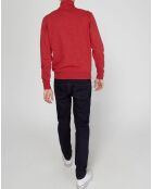 Sweat 1/2 zip coton flammé rouge