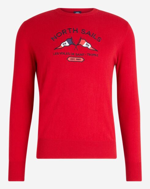 Pull brodé North Sails X Les Voiles de St Tropez rouge
