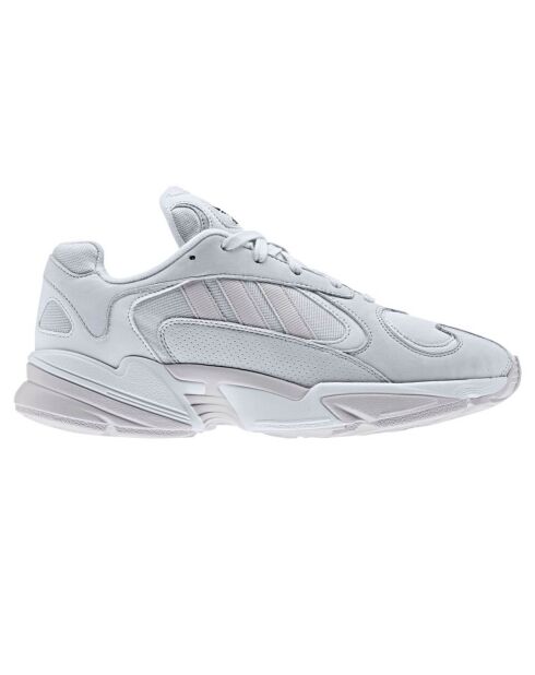 Baskets en Velours de Cuir & Mesh Yung-1 blanches