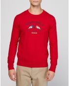 Pull brodé North Sails X Les Voiles de St Tropez rouge