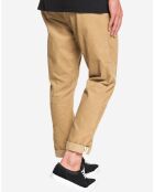 Pantalon chino en Velours Tapered Disaray beige