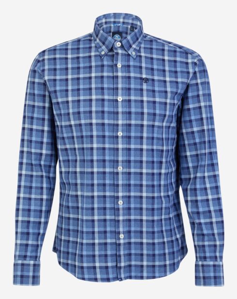 Chemise droite Flannelle carreaux bleu/blanc
