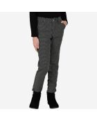 Pantalon slim imprimé petits carreaux noir/blanc