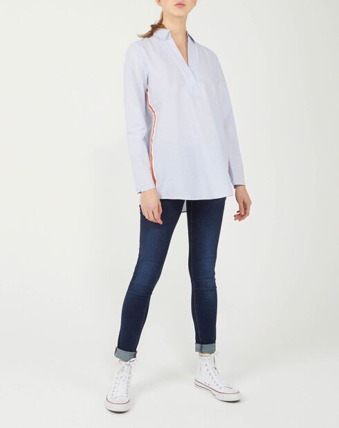 Blouse Popelin rayée bleue