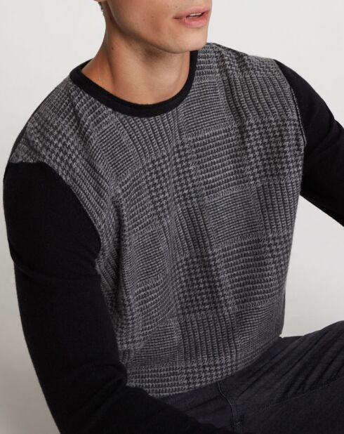 Maglione in misto lana nero/grigio