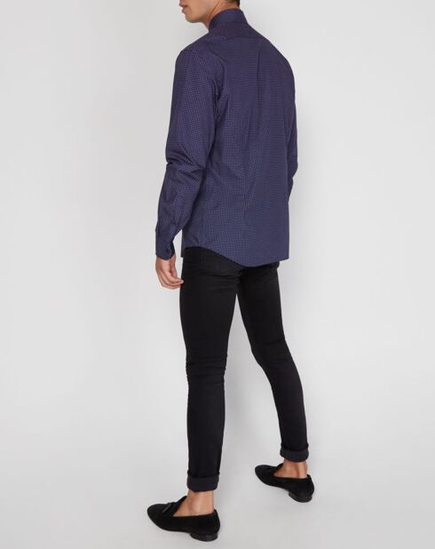 Camicia con design a cravatta blu marino a vestibilità regolare