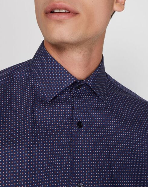 Camicia con design a cravatta blu marino a vestibilità regolare